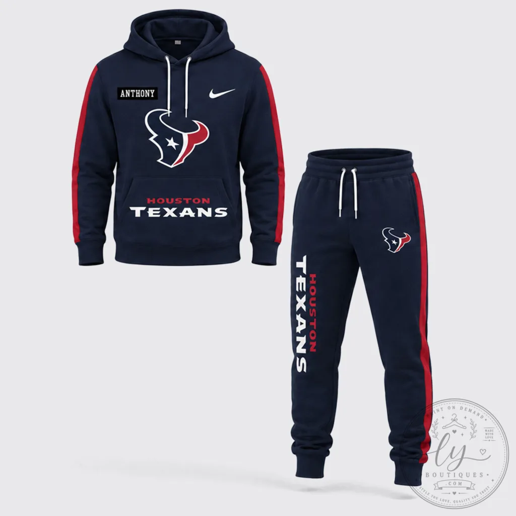 New York Giants NFL Football Team Spirit V-Neck Jersey 35 Houston Texans National Football League Fan Hoodie and Sweatpants Set