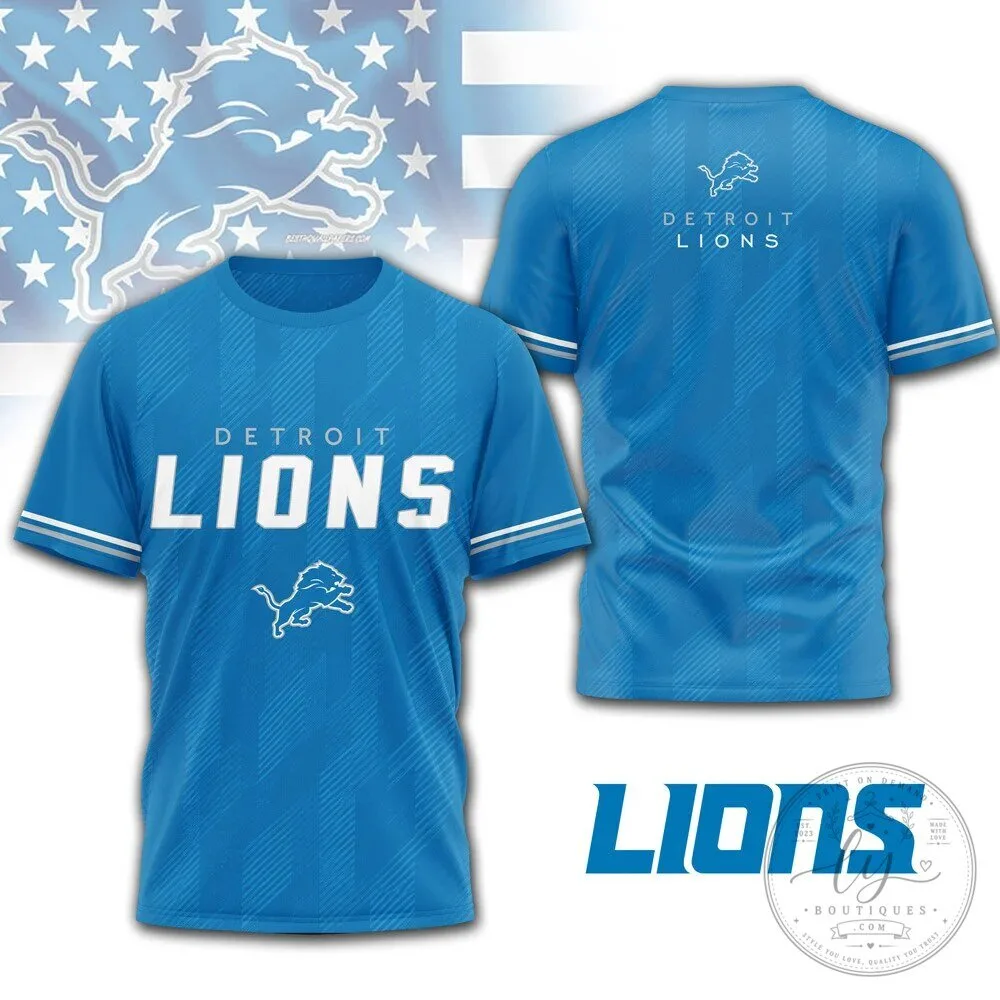 Detroit Lions NFL Football Team Spirit Fan Short Sleeve Jersey Shirt
