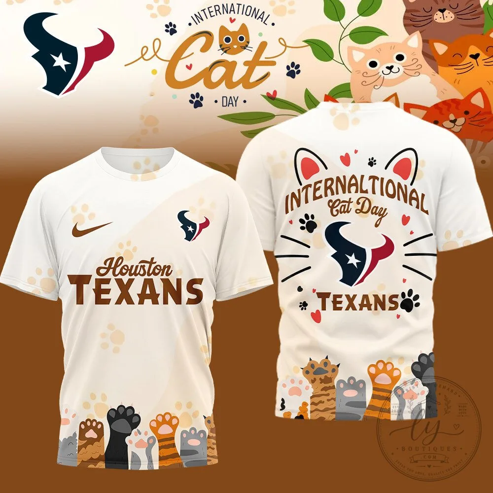 Houston Texans International Cat Day Football Team T-Shirt 1 Houston Texans International Cat Day Football Team T-Shirt