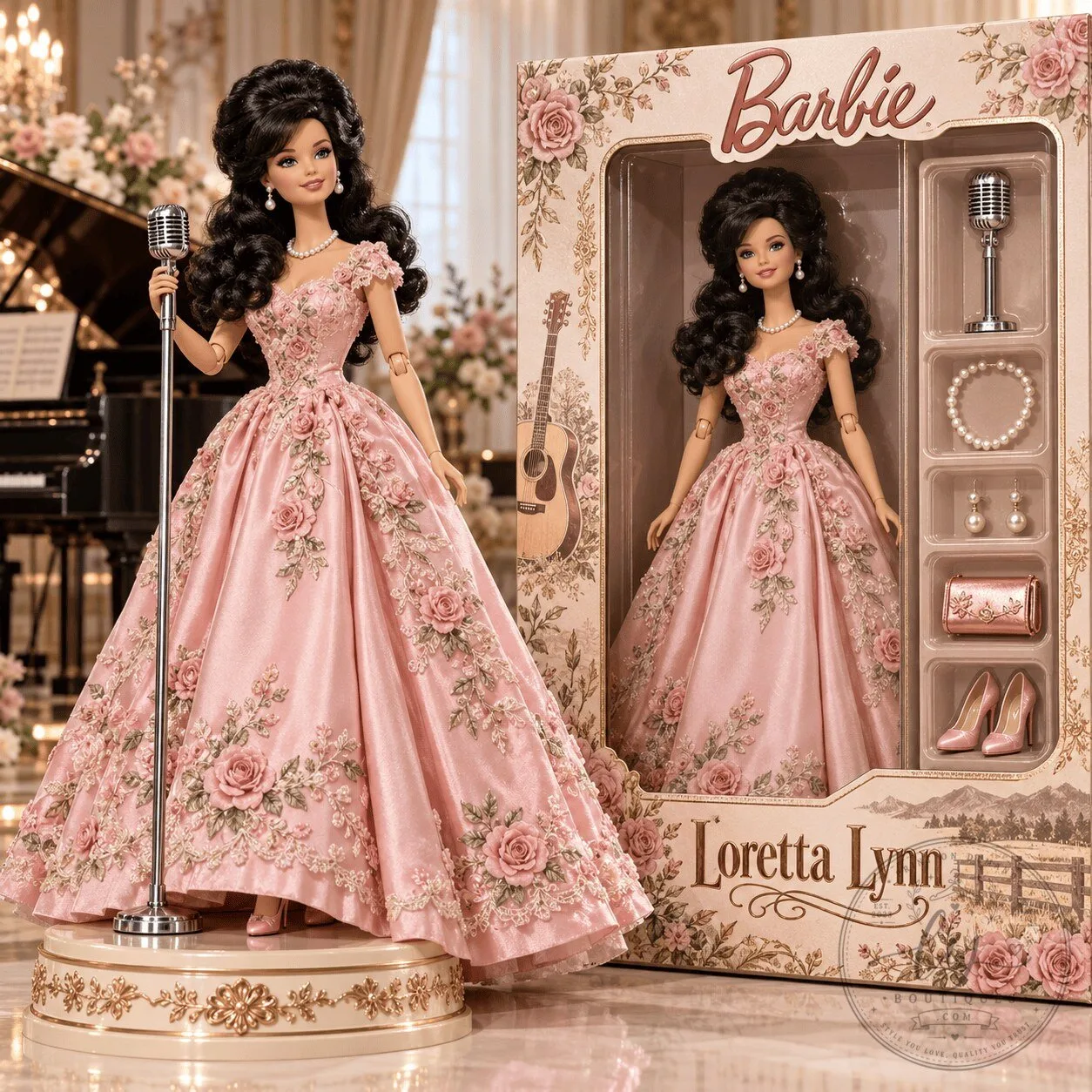 Loretta Lynn Barbie Doll Pink Gown Signature Collection Figurine