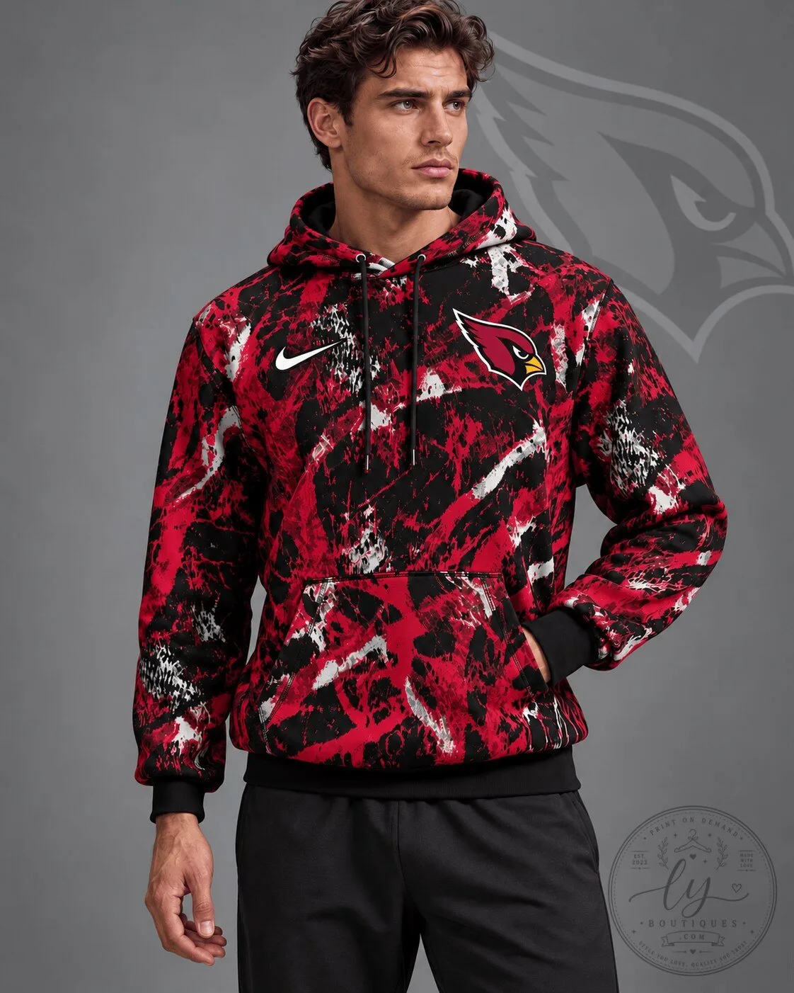 Arizona Cardinals NFL Team Crest Distressed Brush Camouflage Pullover Hoodie