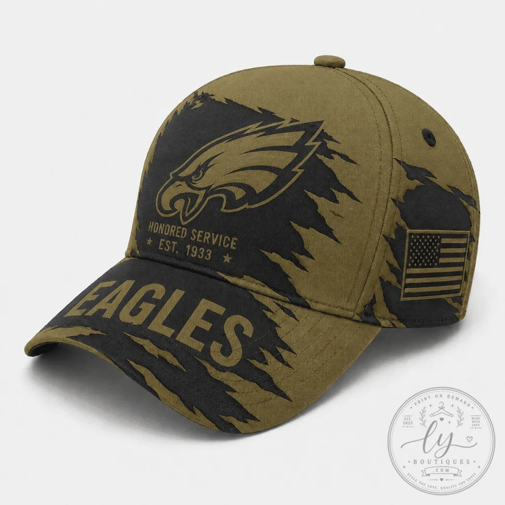 Philadelphia Eagles Honored Service Military Green Baseball Cap Hat Philadelphia Eagles Honored Service Military Green Baseball Cap Hat