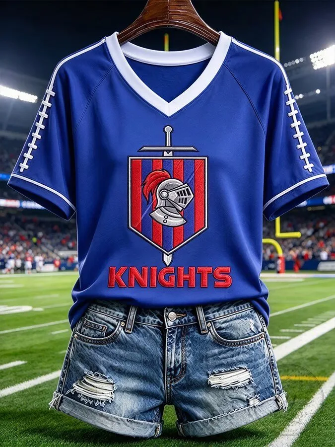 Knights Rugby Team Sports Fan Apparel V-Neck T-Shirt