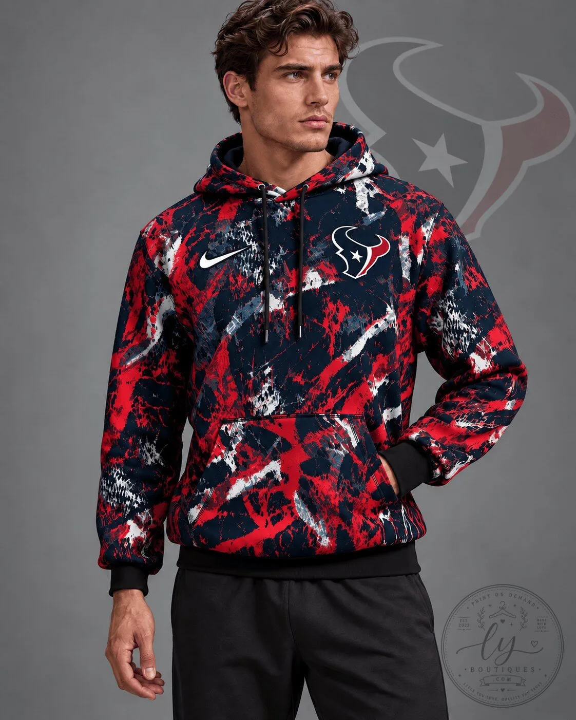 Houston Texans National Football League Team Crest Distressed Camouflage Hoodie 1 Houston Texans National Football League Team Crest Distressed Camouflage Hoodie
