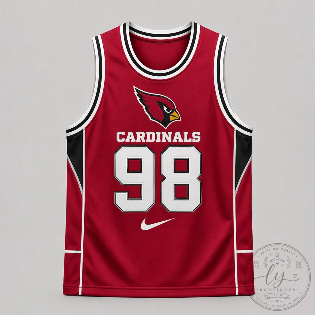 Arizona Cardinals Custom Football Team Red and Black Basketball Jersey Arizona Cardinals Custom Football Team Red and Black Basketball Jersey