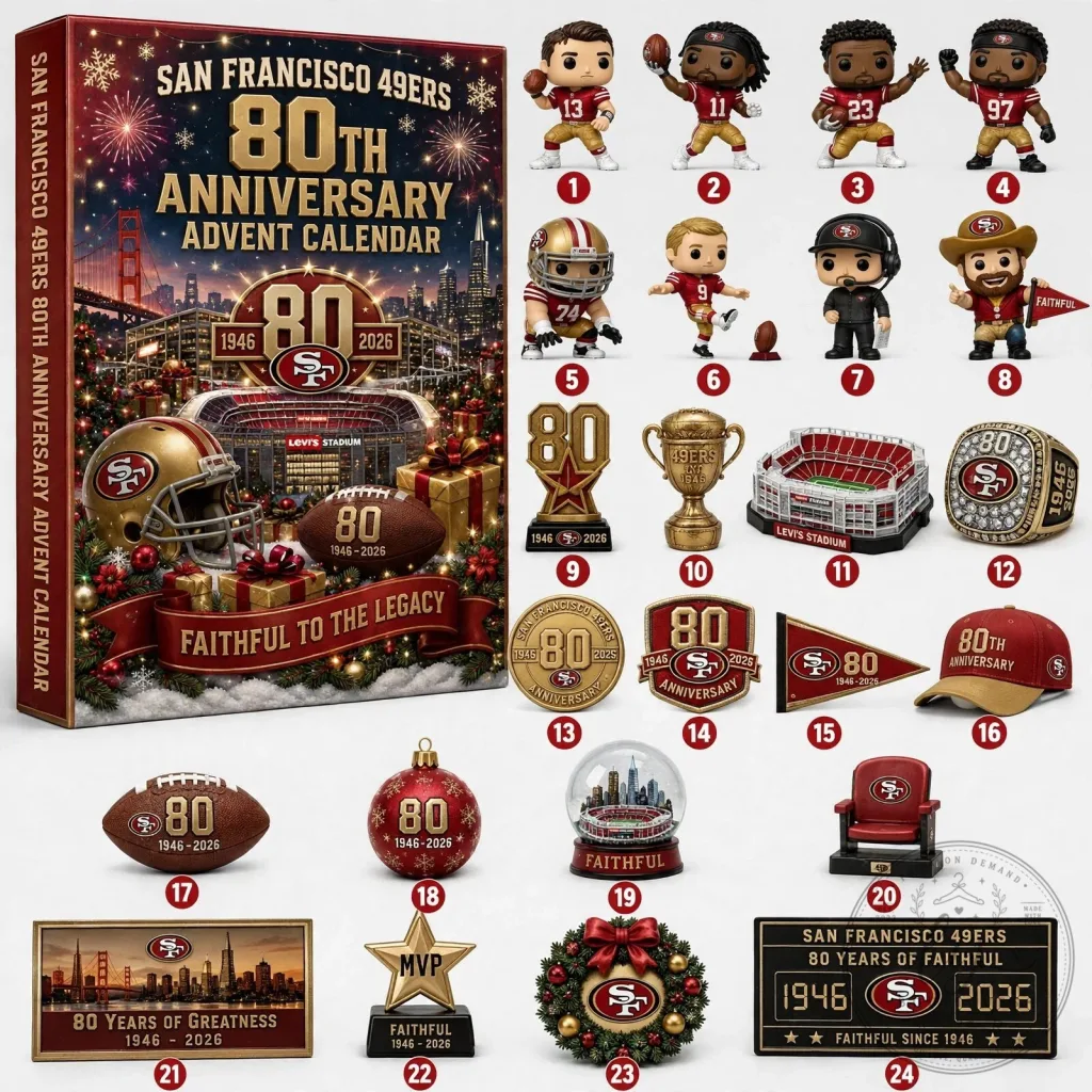 San Francisco 49ers 80th Anniversary 24 Day Advent Calendar Blind Box San Francisco 49ers 80th Anniversary 24 Day Advent Calendar Blind Box