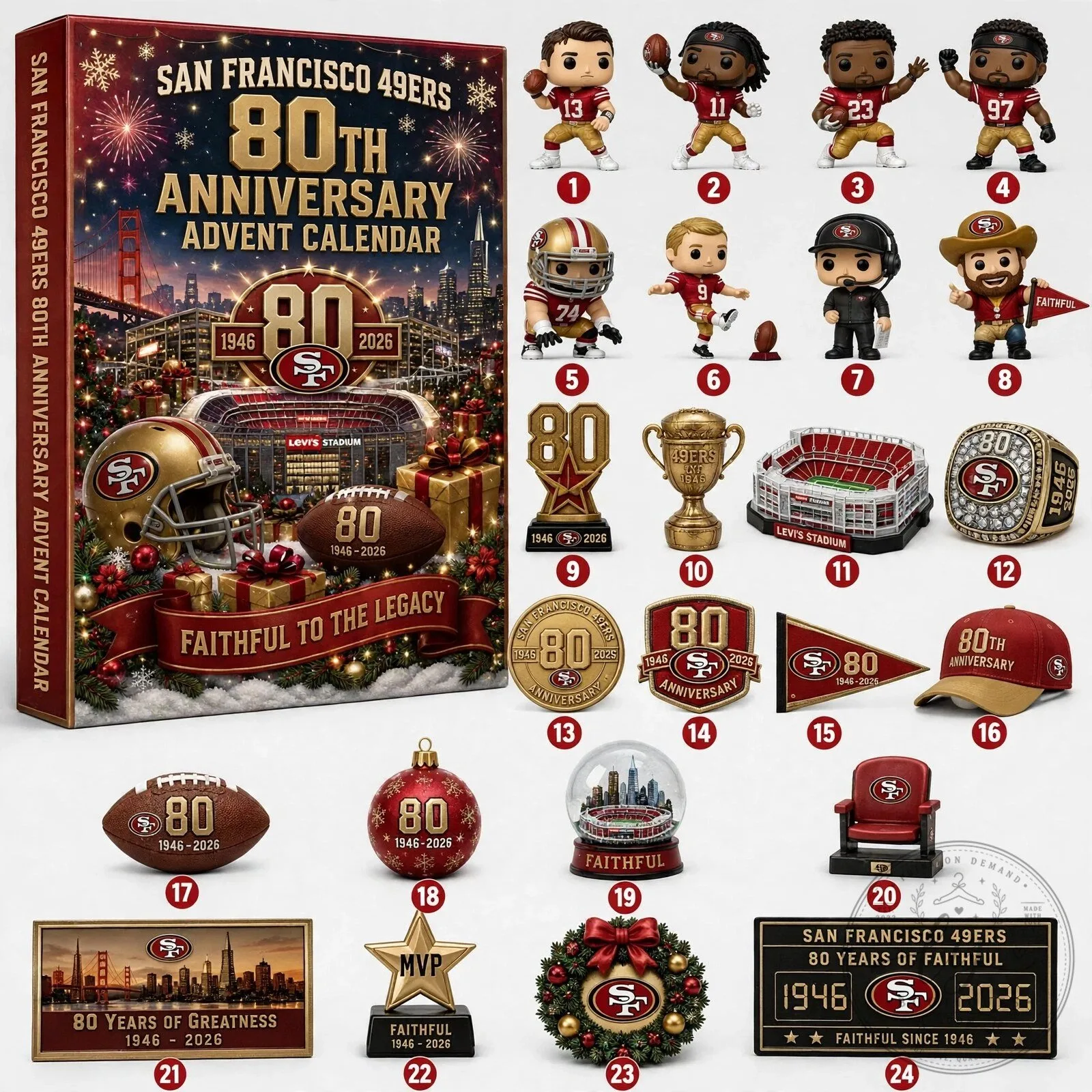 San Francisco 49ers 80th Anniversary 24 Day Advent Calendar Blind Box 2 San Francisco 49ers 80th Anniversary 24 Day Advent Calendar Blind Box