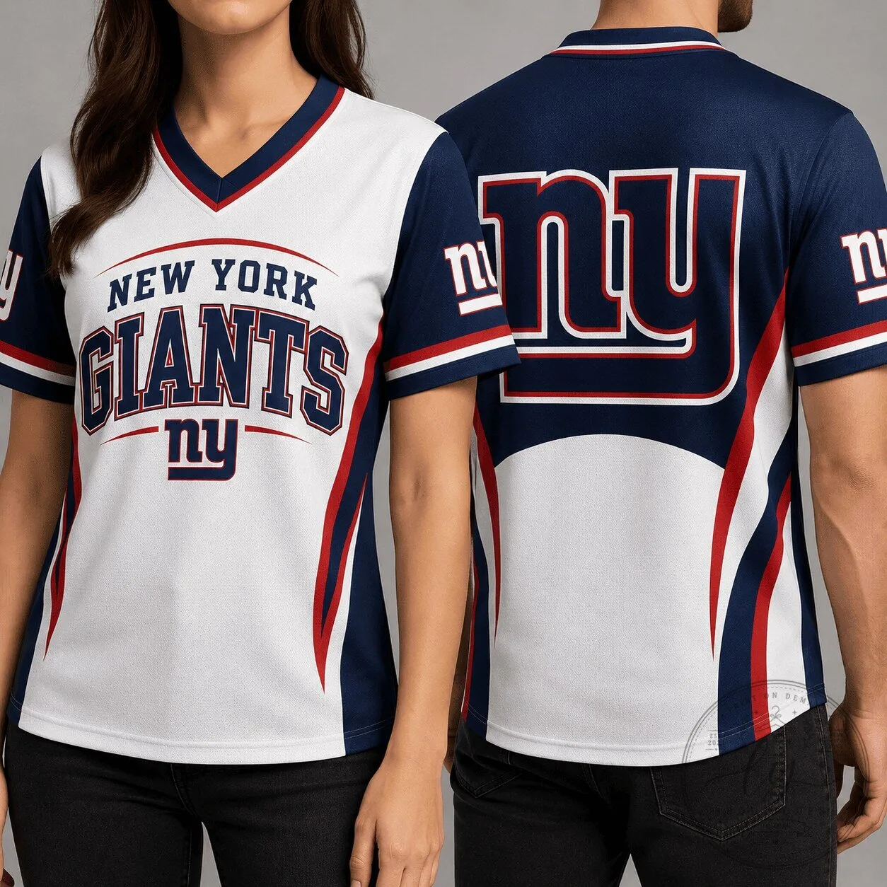 New York Giants NFL Football Team Spirit V-Neck Jersey