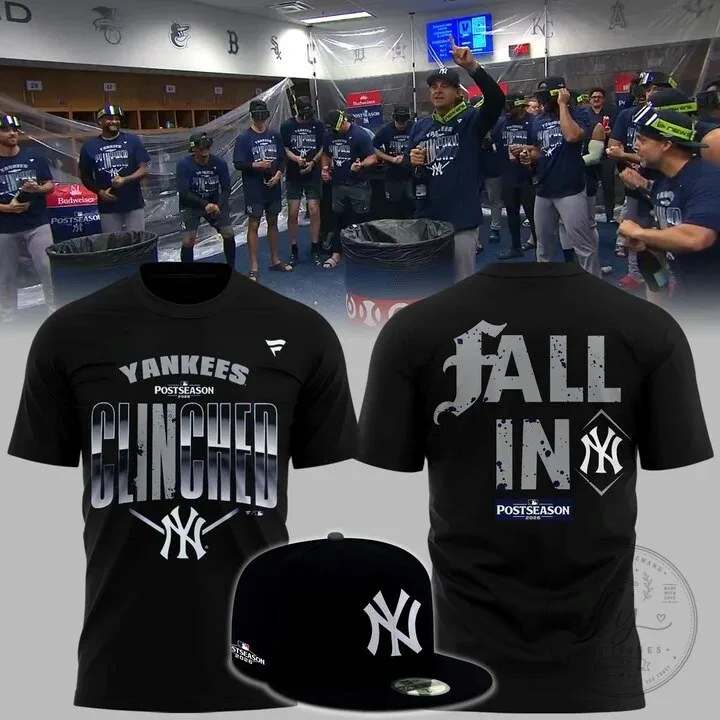 Fall Fan T-Shirt for Baseball Enthusiasts Celebrating New York Yankees Postseason Clinch