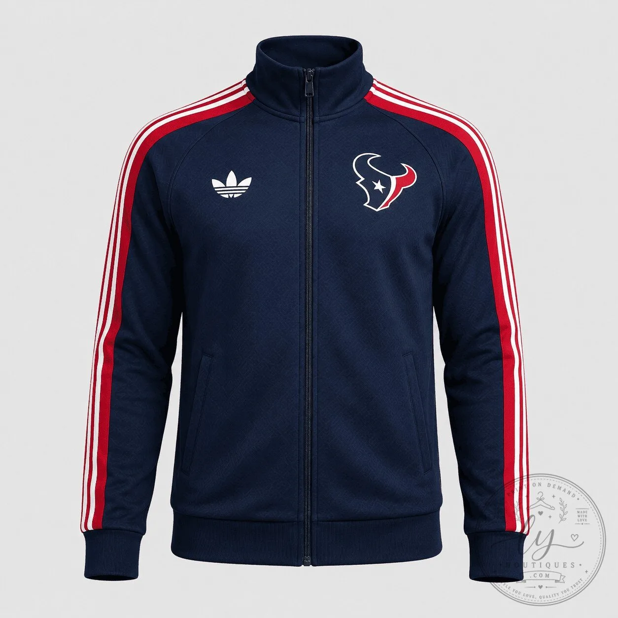 Houston Texans National Football League Track Jacket with Red and White Stripes 1 Houston Texans National Football League Track Jacket with Red and White Stripes