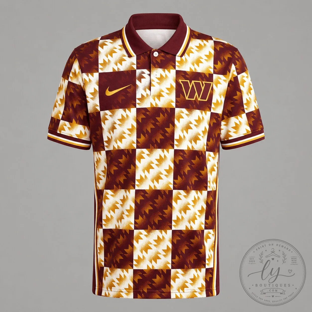 Washington Commanders National Football League Retro Geometric Pattern Polo Shirt