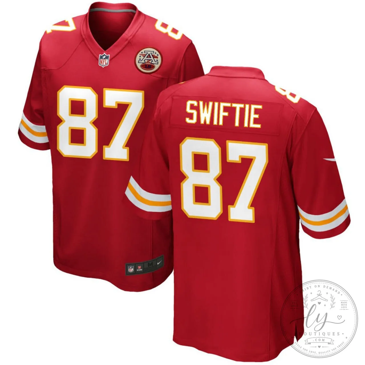 Taylor Swift Swiftie Kansas City Chiefs Travis Kelce Red Football Jersey