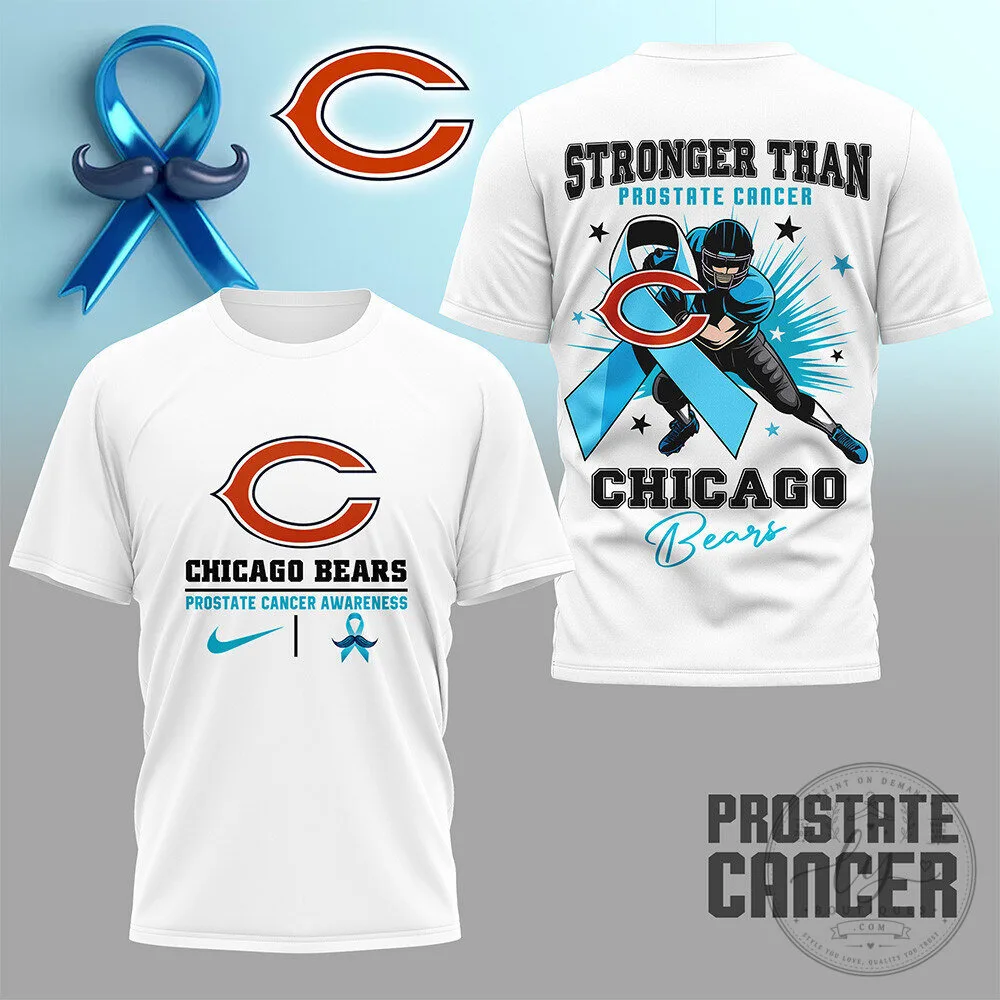 Chicago Bears Prostate Cancer Awareness Month Football T-Shirt