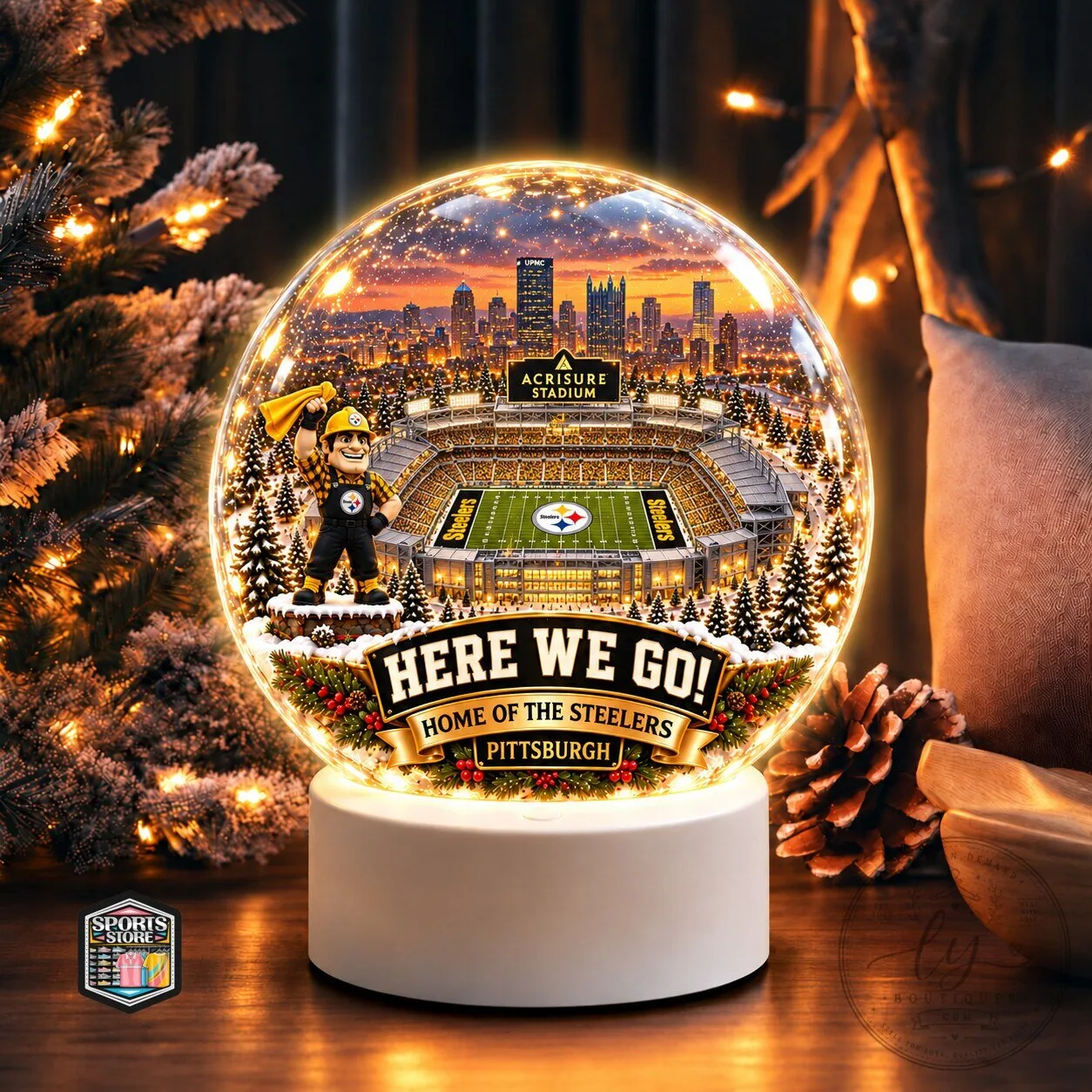 Pittsburgh Steelers Acrisure Stadium Christmas Snow Globe Holiday Decoration