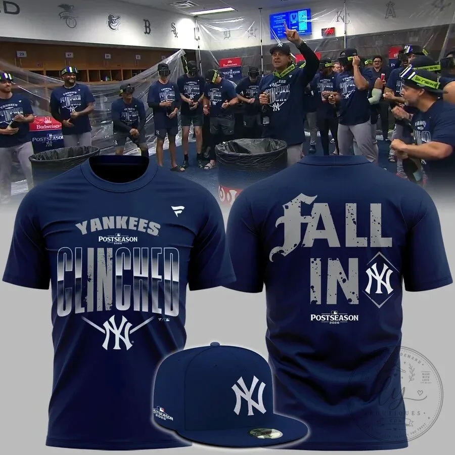 New York Yankees Postseason Clinched 2026 Fall In Short-Sleeve T-Shirt