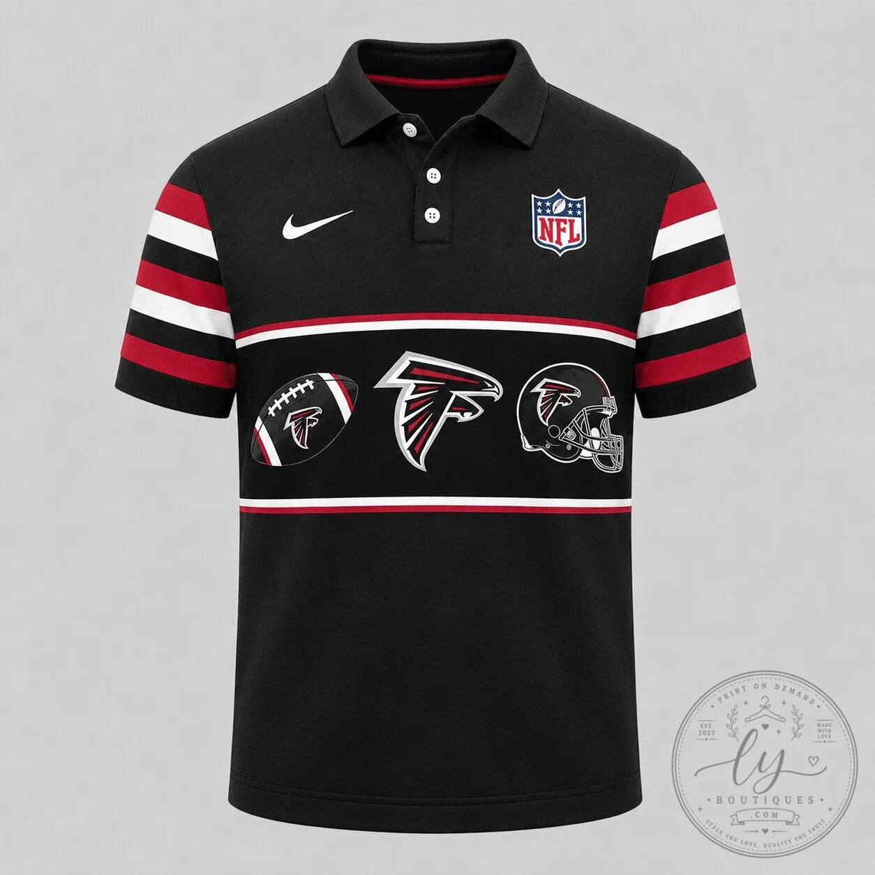 Atlanta Falcons NFL Football Team Retro Game Day Sports Polo Shirt