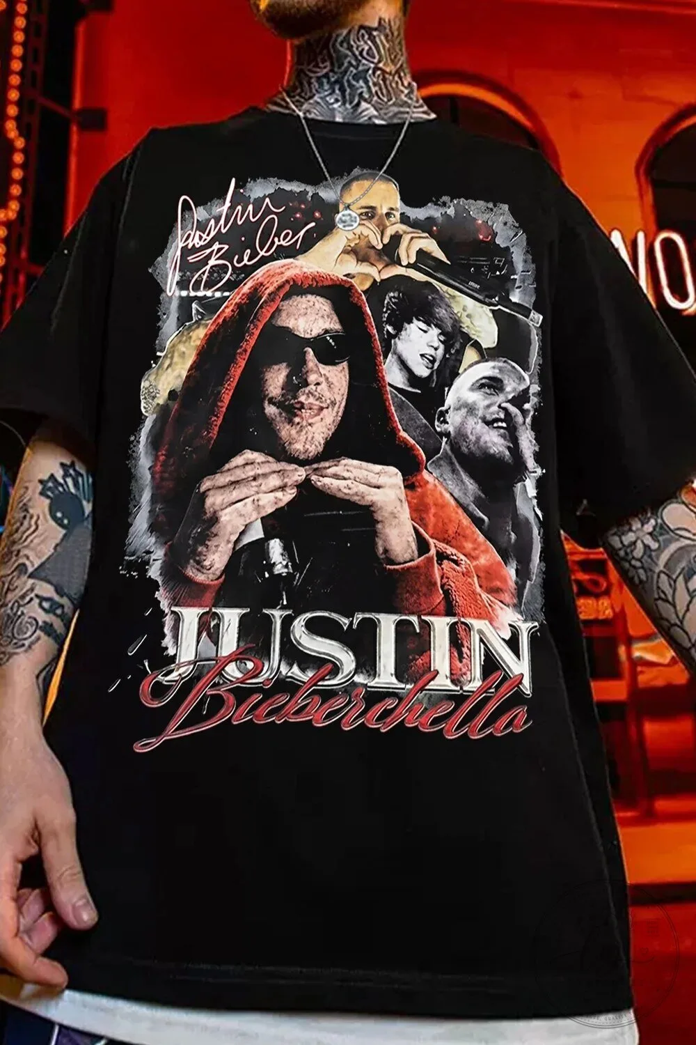 Justin Bieber Coachella Music Festival Black Graphic T-Shirt