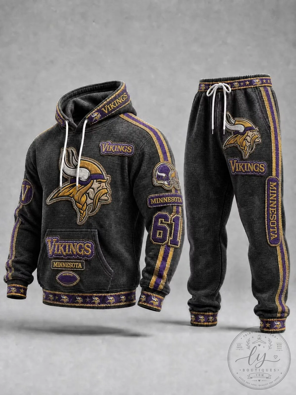 Minnesota Vikings Football Team Hoodie and Sweatpants Tracksuit Set