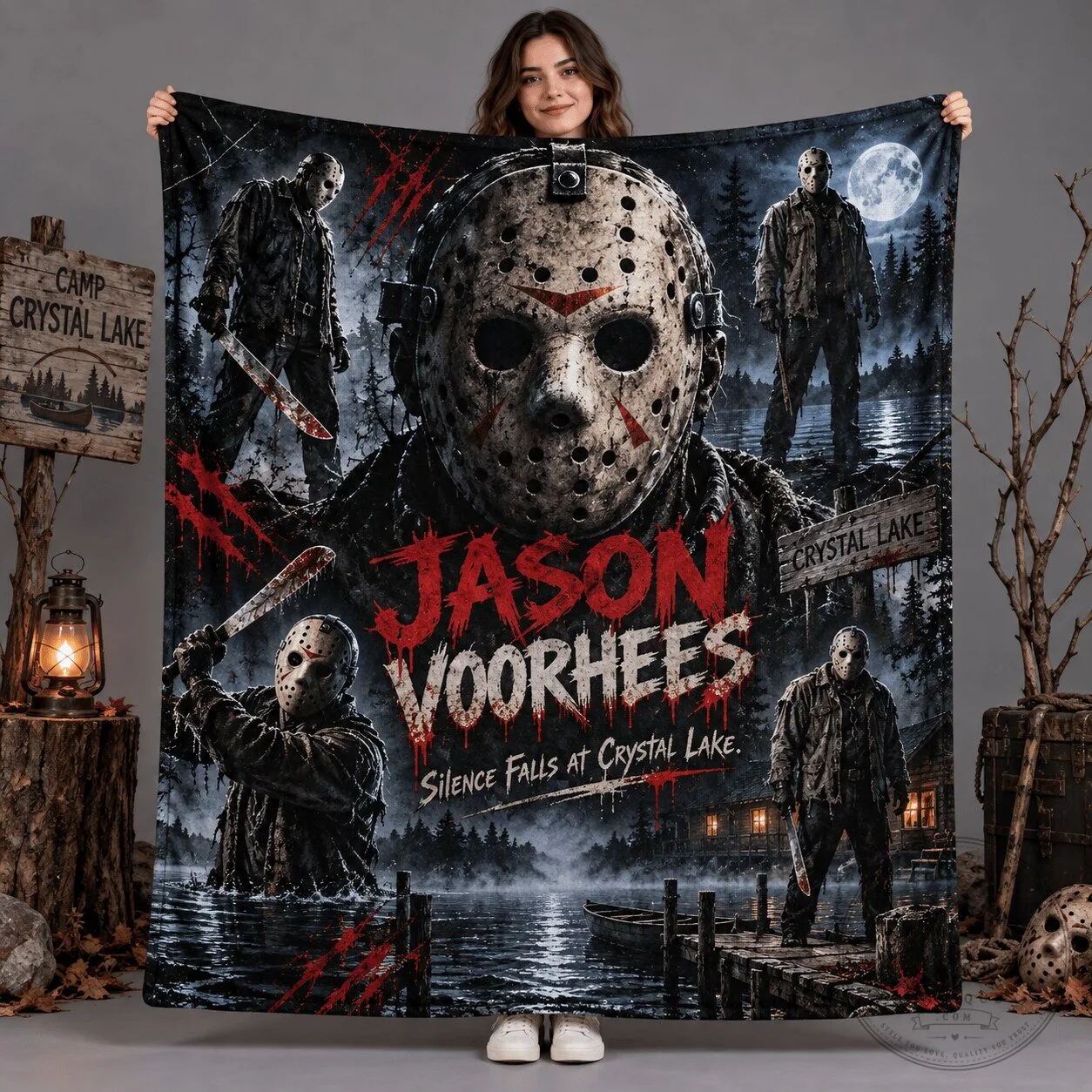 Jason Voorhees Horror Movie Camp Crystal Lake Fleece Blanket 2 Jason Voorhees Horror Movie Camp Crystal Lake Fleece Blanket