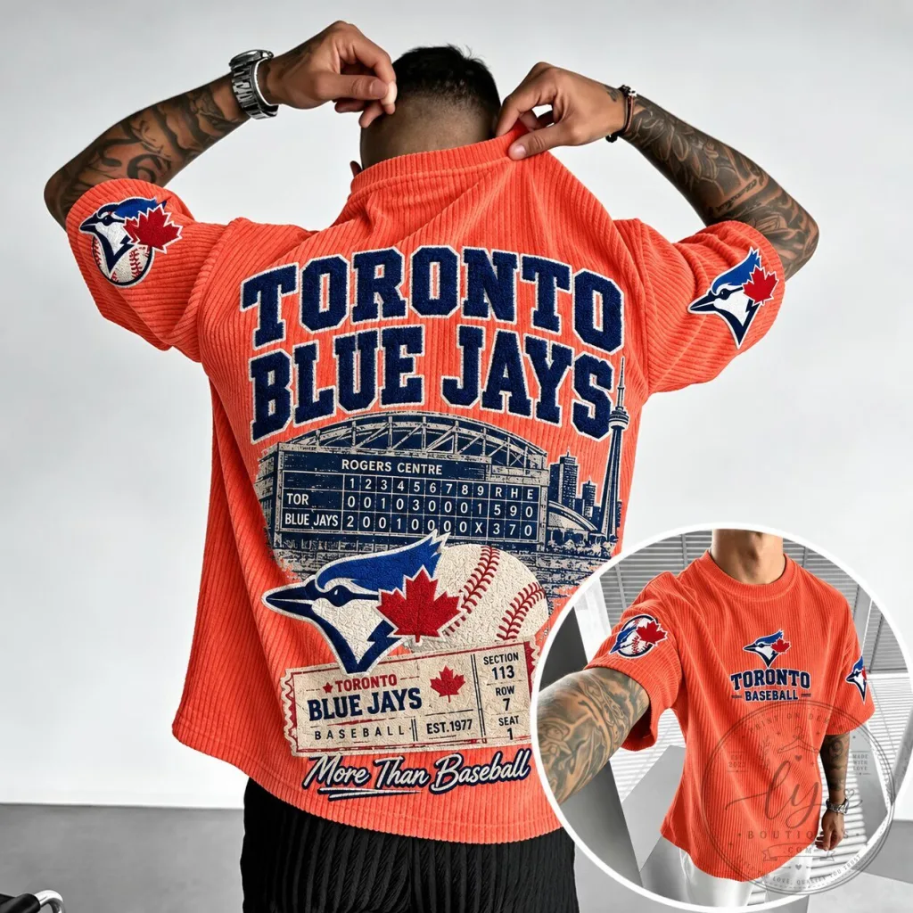Toronto Blue Jays Baseball Rogers Centre Scoreboard Orange Short Sleeve T-Shirt 49 Toronto Blue Jays Baseball Rogers Centre Scoreboard Orange Short Sleeve T-Shirt
