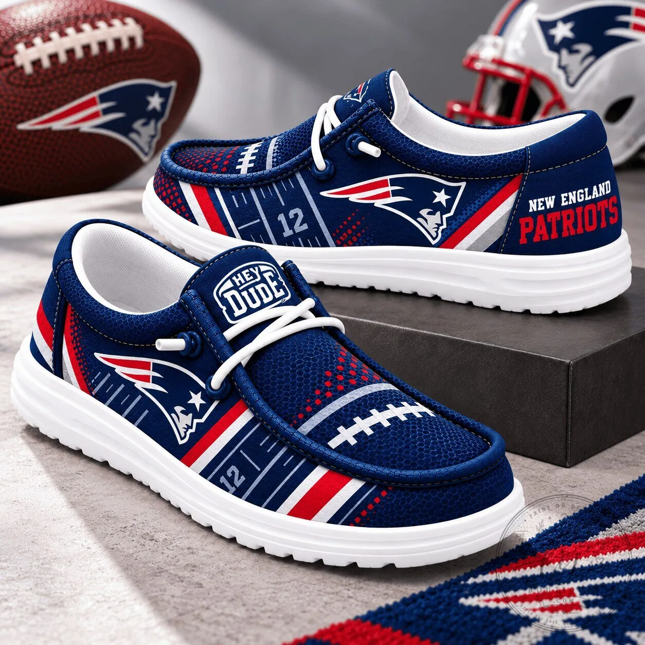 New England Patriots Football Team Logo Fan Spirit Loafer Shoes