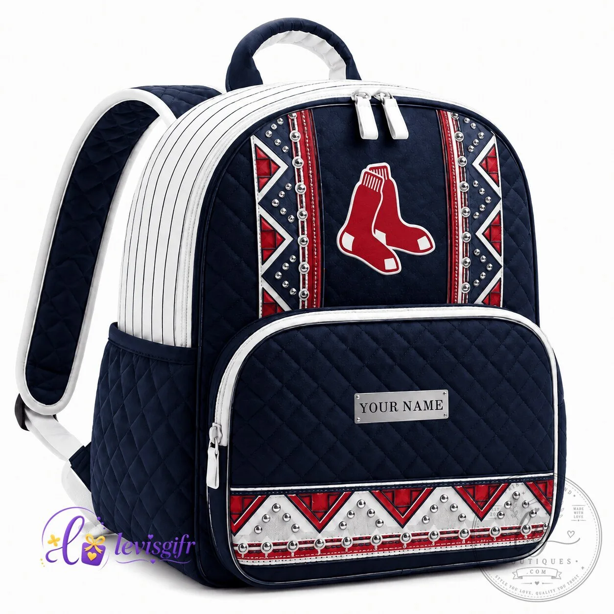 Boston Red Sox Baseball MLB Quilted Backpack Personalized Gift for Men and Women