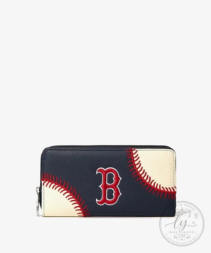 Boston Red Sox Baseball Stitch Detail Zip Wallet