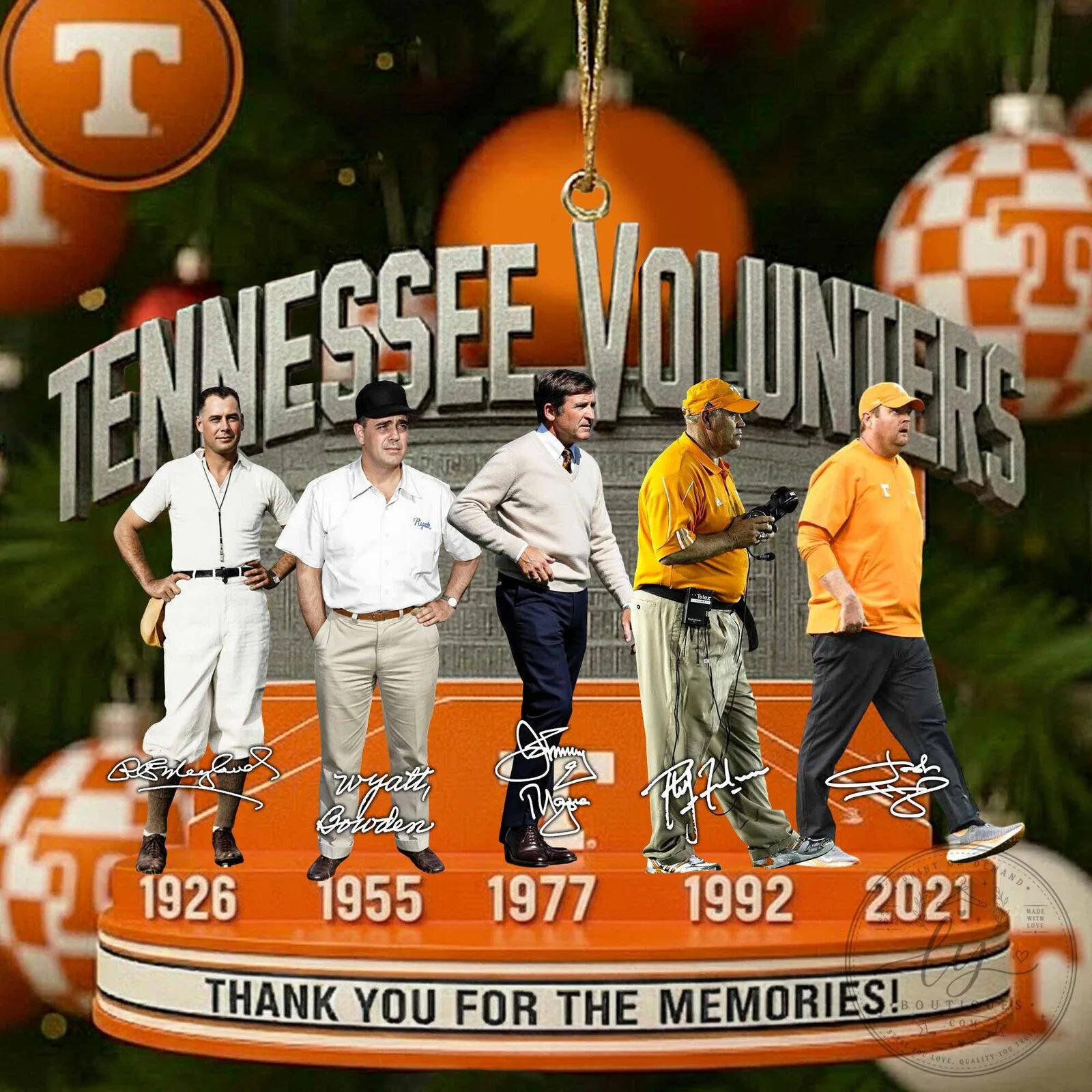 Tennessee Volunteers Football Coaches Thank You For The Memories Ornament
