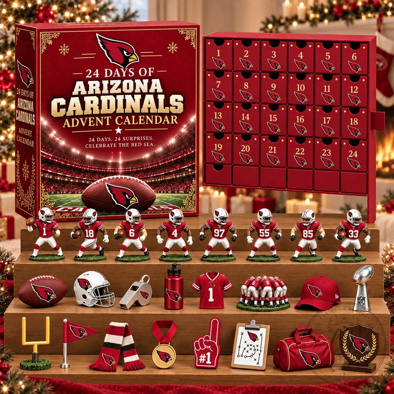 Arizona Cardinals Football Team 24 Day Advent Calendar Christmas Gift