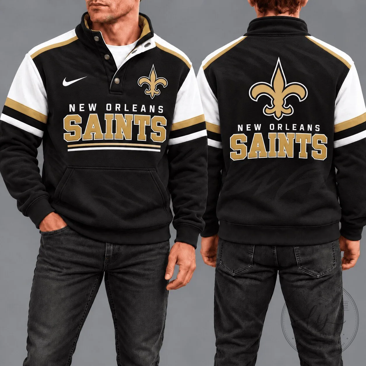 New Orleans Saints NFL Game Day Black Gold White Pullover Hoodie