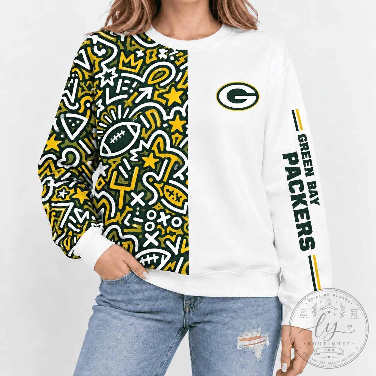 Green Bay Packers Premium NFL Pop Art Doodle Sweatshirt