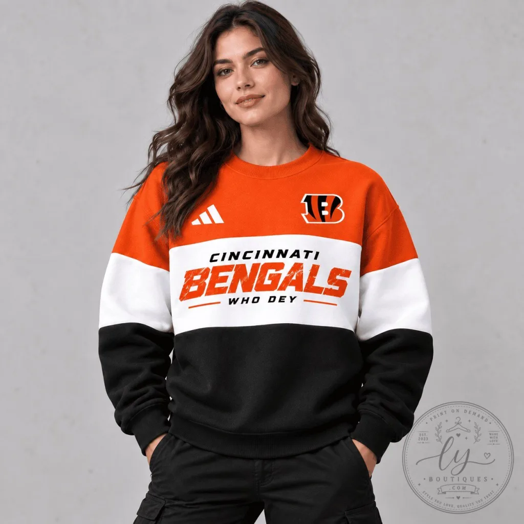 Cincinnati Bengals Football Team Block Color Crewneck Sweatshirt Cincinnati Bengals Football Team Block Color Crewneck Sweatshirt