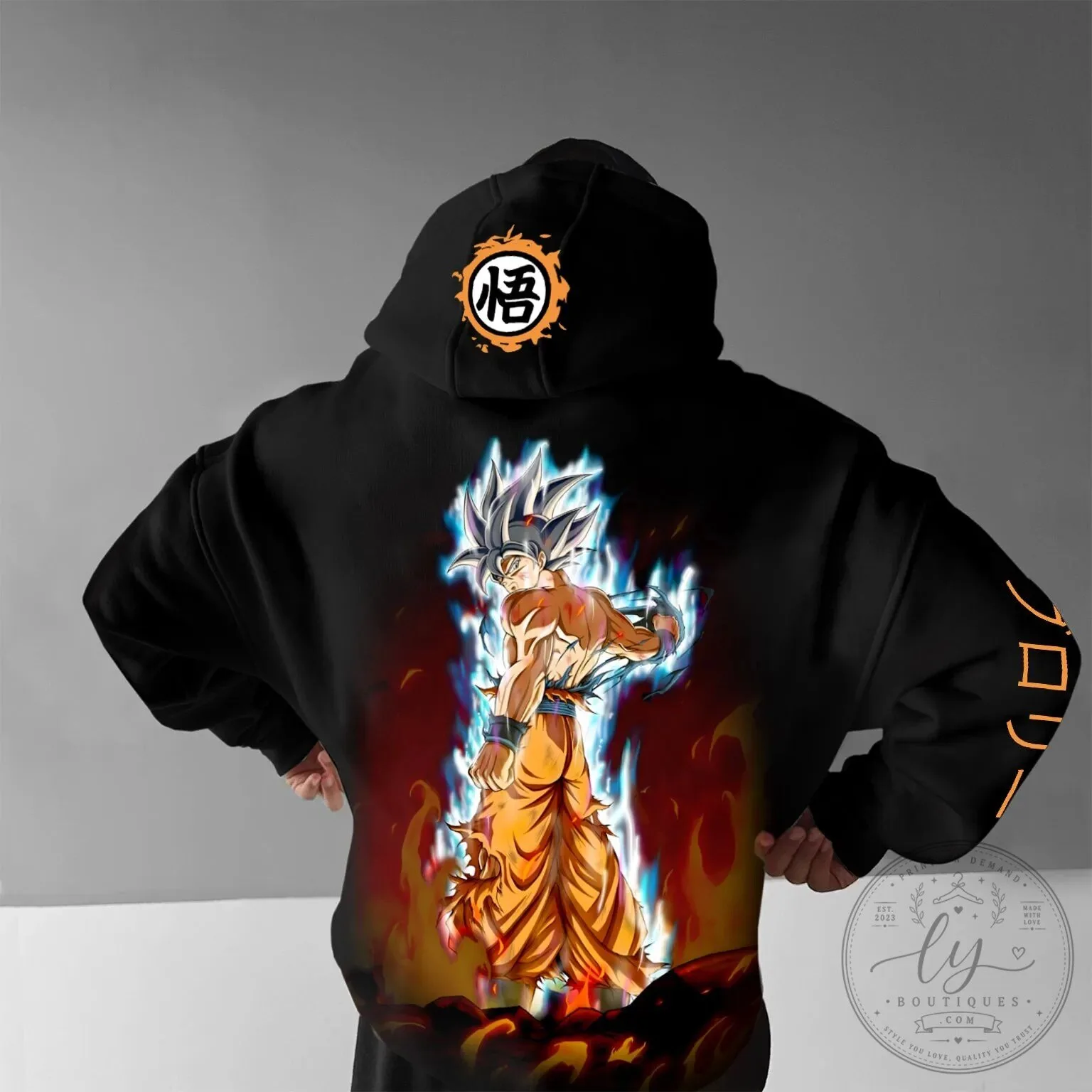 Dragon Ball Super Goku Ultra Instinct Form Anime Black Graphic Hoodie