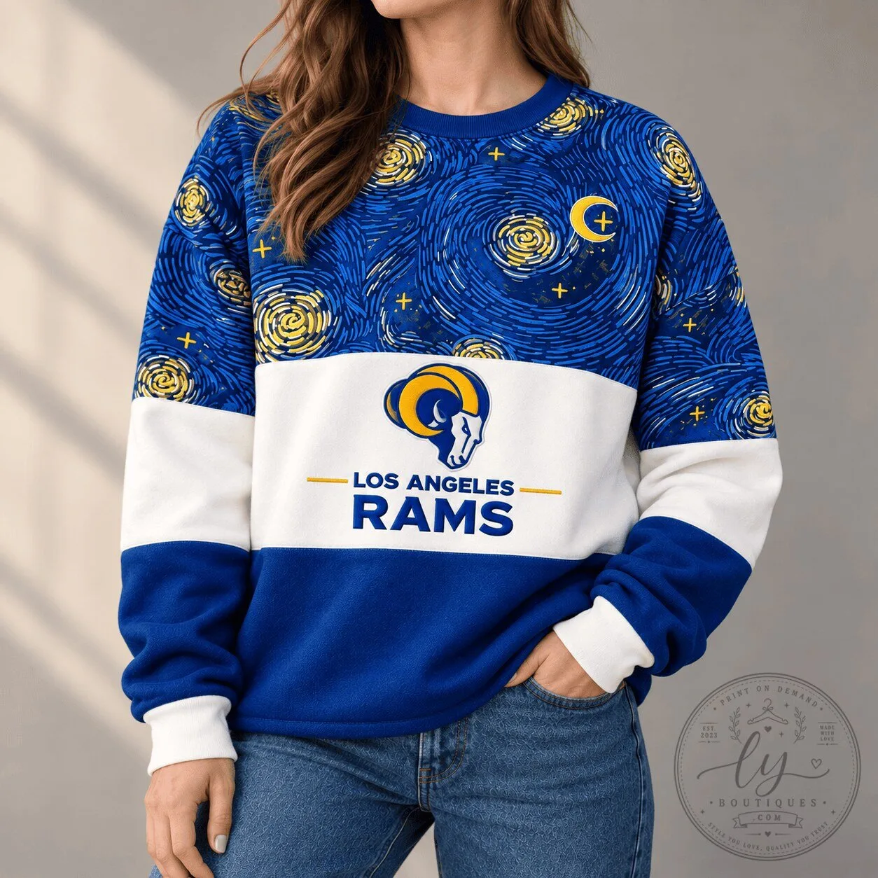 Los Angeles Rams Van Gogh Starry Night NFL Football Team Fan Sweatshirt