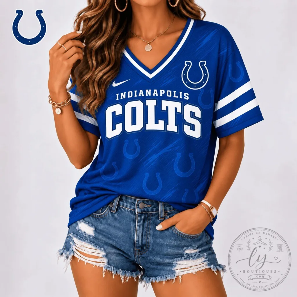 Indianapolis Colts National Football League Team Spirit V-Neck Shirt Indianapolis Colts National Football League Team Spirit V-Neck Shirt
