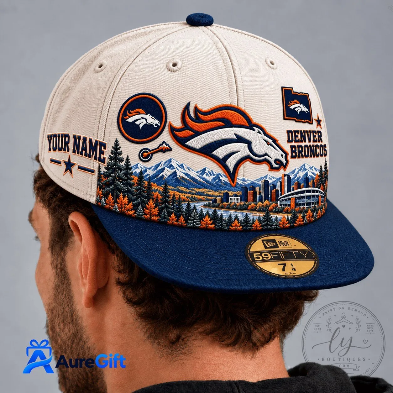 Denver Broncos NFL Football Team Skyline Personalized Cap Hat