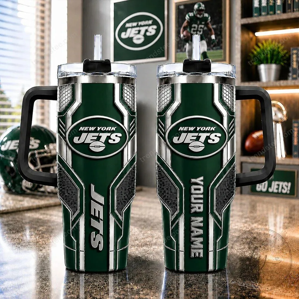 New York Jets Football Team Logo Personalized Insulated Tumbler with Handle