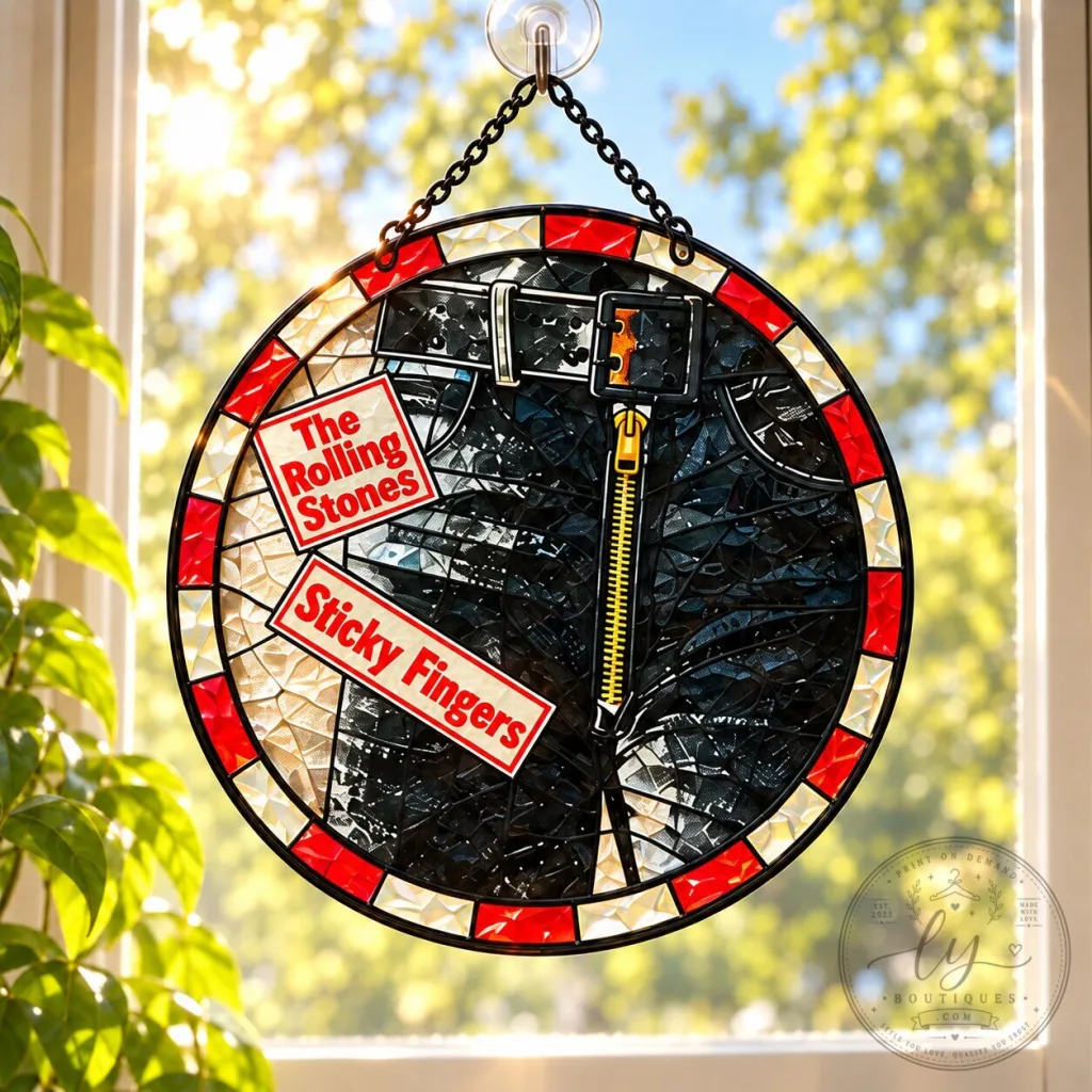 The Rolling Stones Sticky Fingers Album Stained Glass Window Suncatcher The Rolling Stones Sticky Fingers Album Stained Glass Window Suncatcher