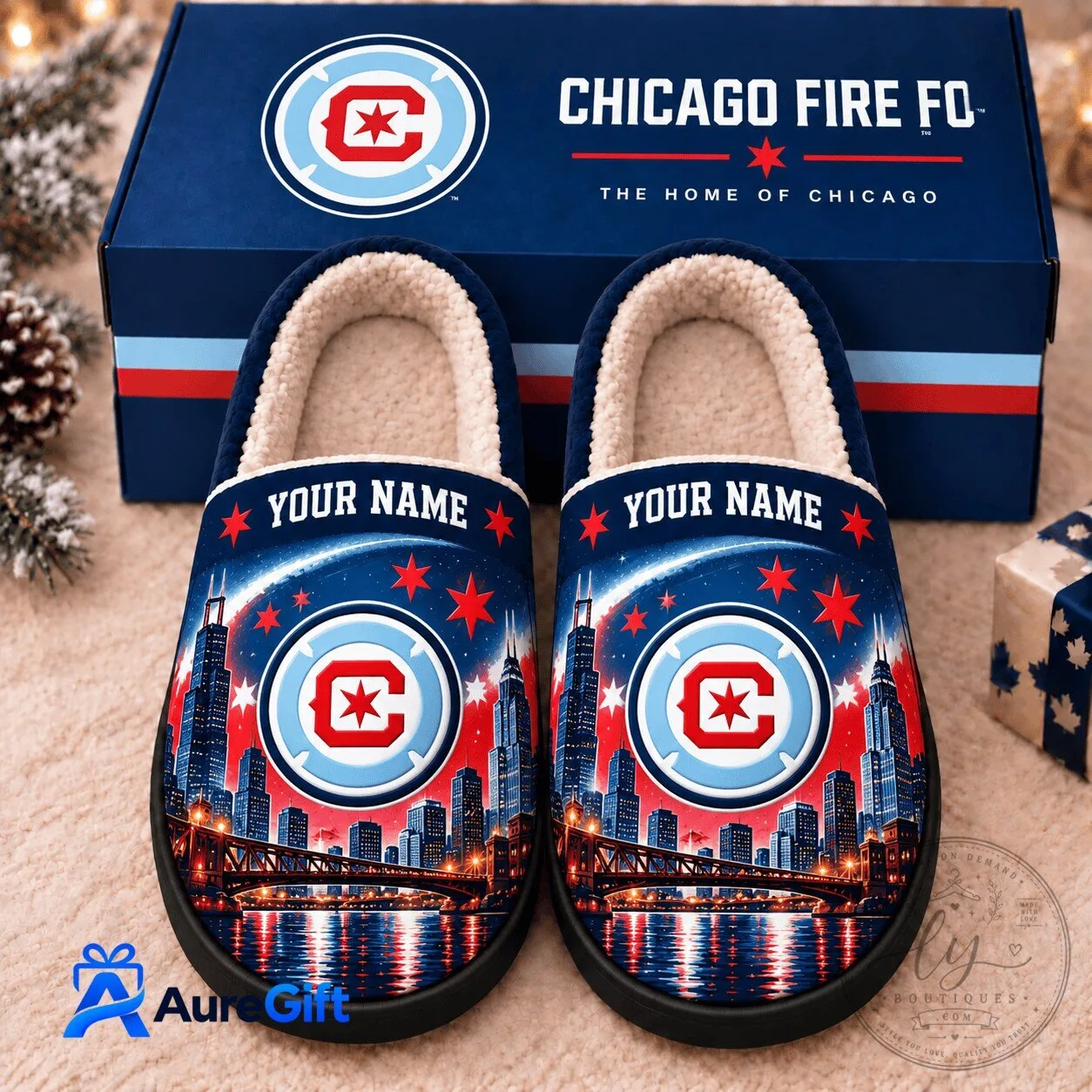 Chicago Fire FC MLS Football Team Personalized Indoor Slippers