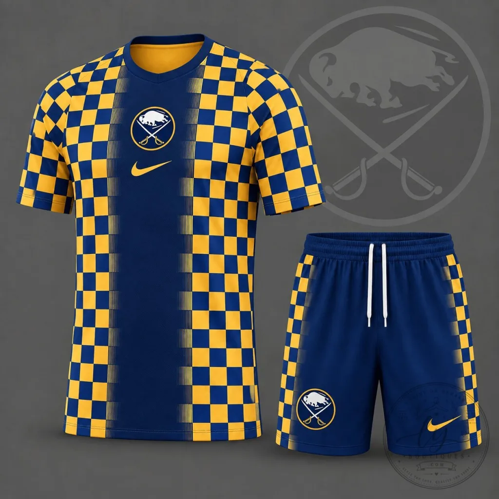 Buffalo Sabres Checkerboard Fusion T-Shirt and Shorts Set Buffalo Sabres Checkerboard Fusion T-Shirt and Shorts Set