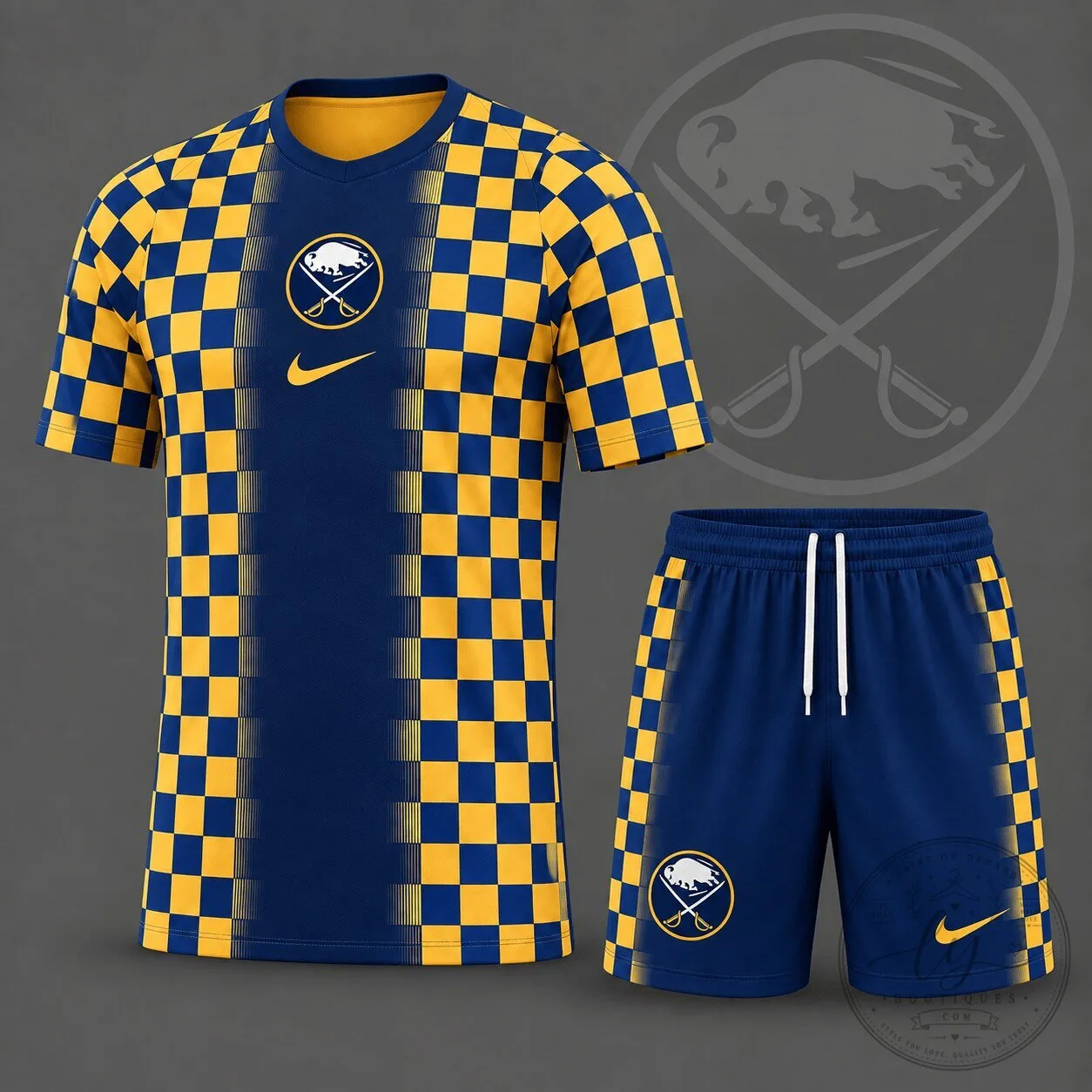 Buffalo Sabres Checkerboard Fusion T-Shirt and Shorts Set 5 Buffalo Sabres Checkerboard Fusion T-Shirt and Shorts Set