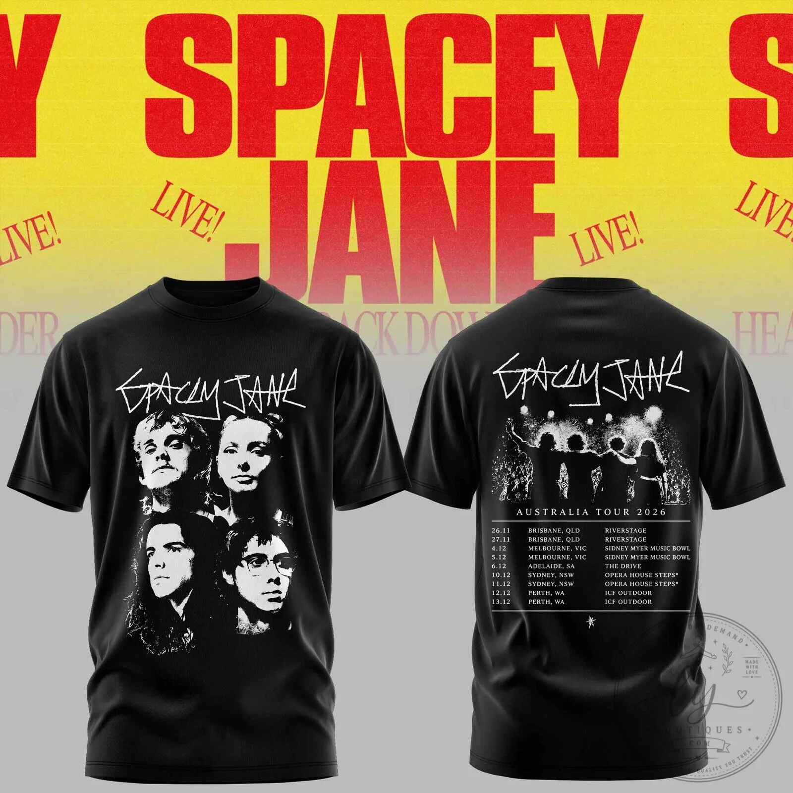 Spacey Jane Heading Back Down Under Australian Tour 2026 Band T-Shirt