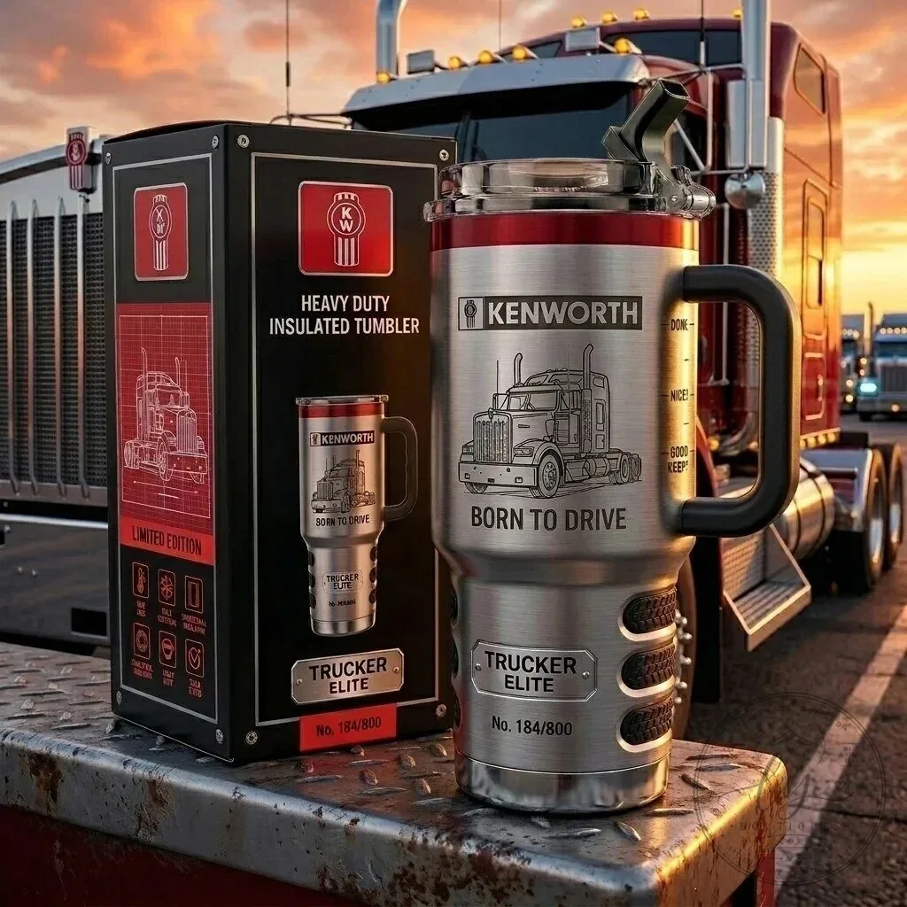 Kenworth Trucker Elite Born to Drive Heavy Duty Insulated Tumbler with Handle