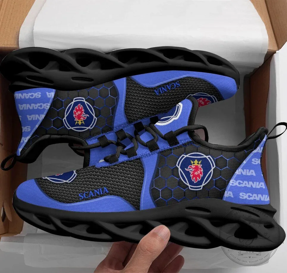 Scania Logo Blue Hexagon Pattern Running Shoes