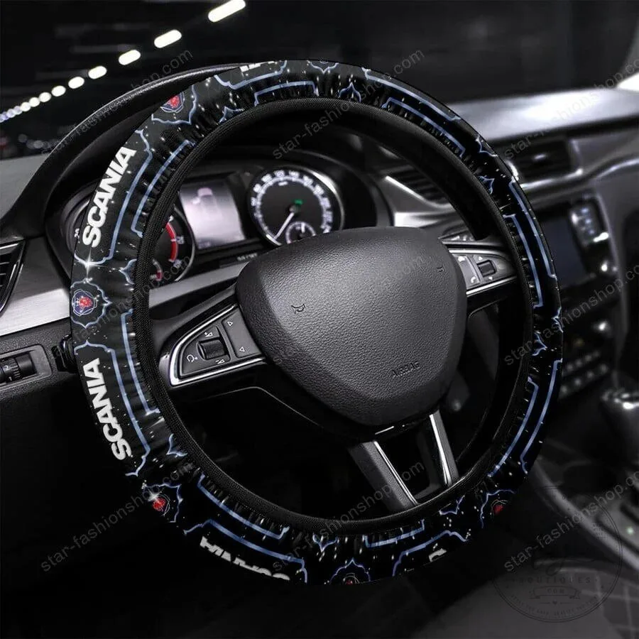 Scania Logo Black Pattern Car Steering Wheel Cover