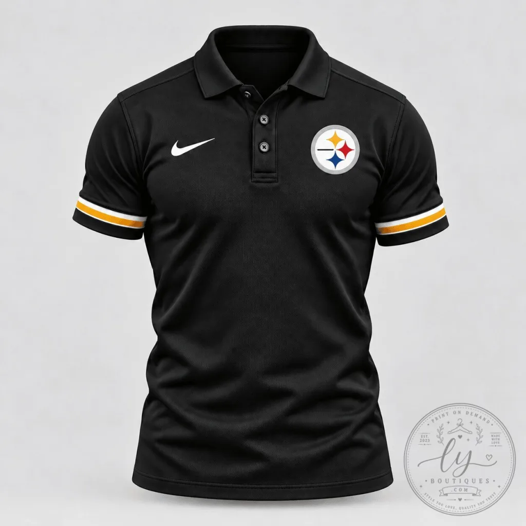 Pittsburgh Steelers National Football League Black Performance Polo Shirt Pittsburgh Steelers National Football League Black Performance Polo Shirt