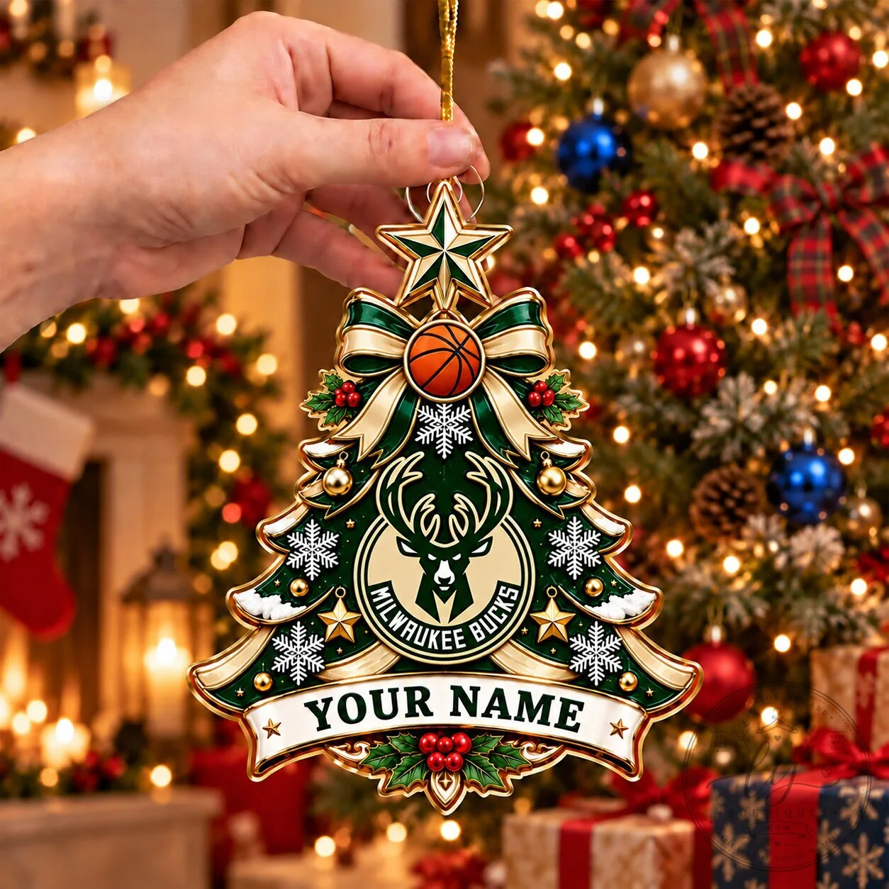 Milwaukee Bucks Christmas Tree Ornament Custom Name For Fan
