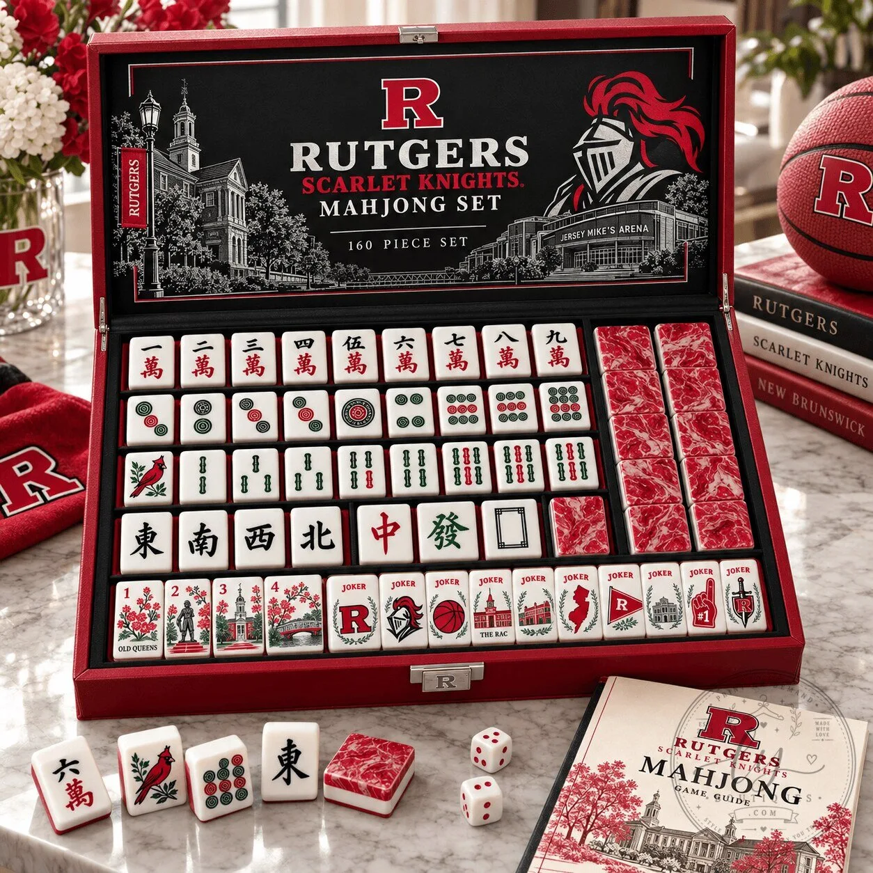 Rutgers Scarlet Knights Mahjong Game Set with 160 Tiles and Case