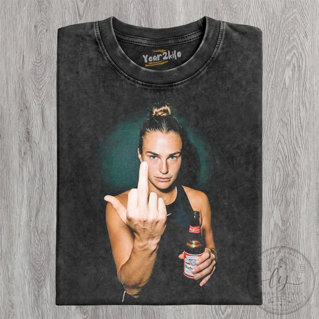 Aryna Sabalenka Middle Finger Budweiser Beer T-Shirt 44 Aryna Sabalenka Middle Finger Budweiser Beer T-Shirt