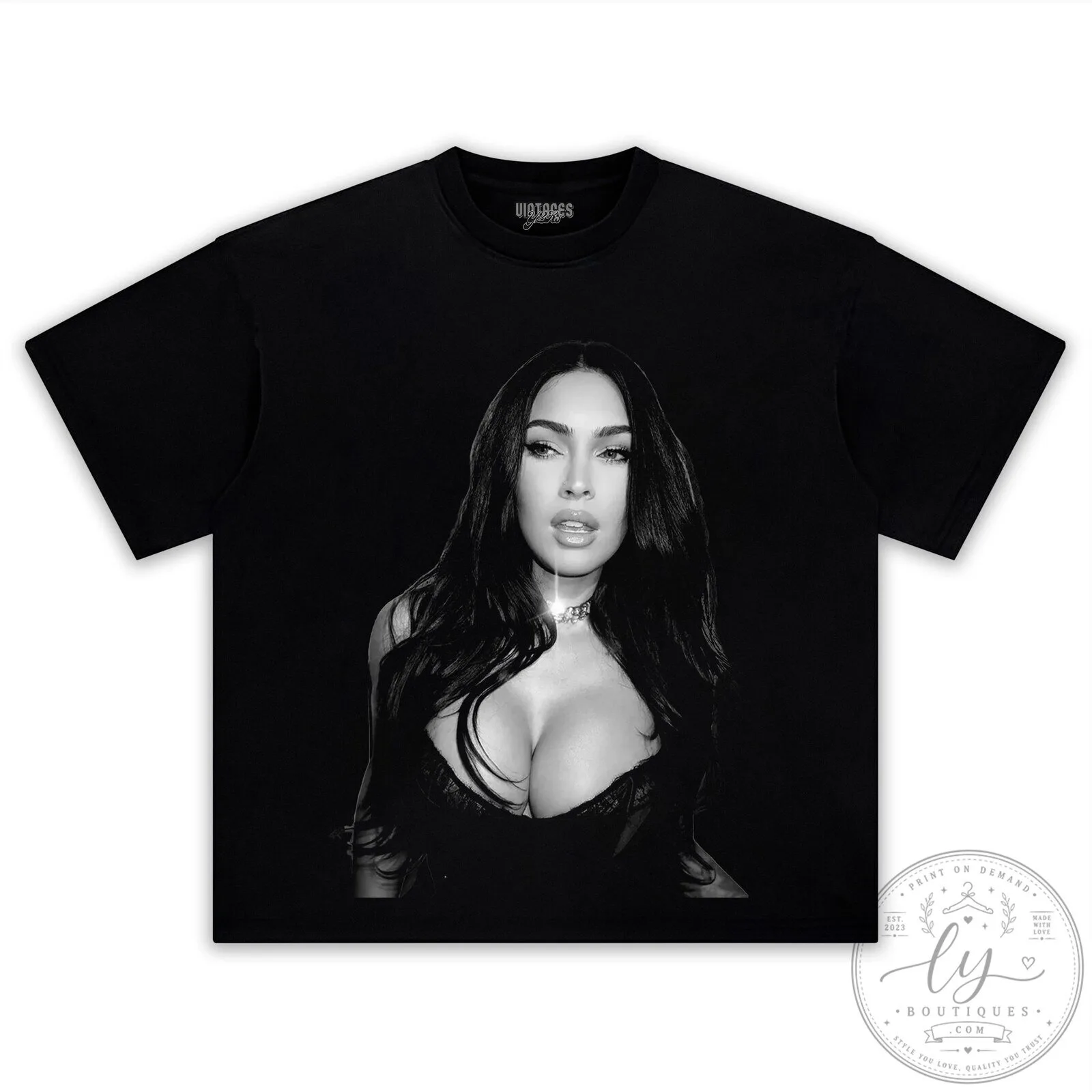 Megan Fox Iconic Black and White Portrait Graphic T-Shirt